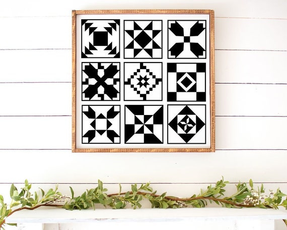 Barn Antique Barn Quilt Block Pattern Wreath Vinyl Wall Decor Etsy