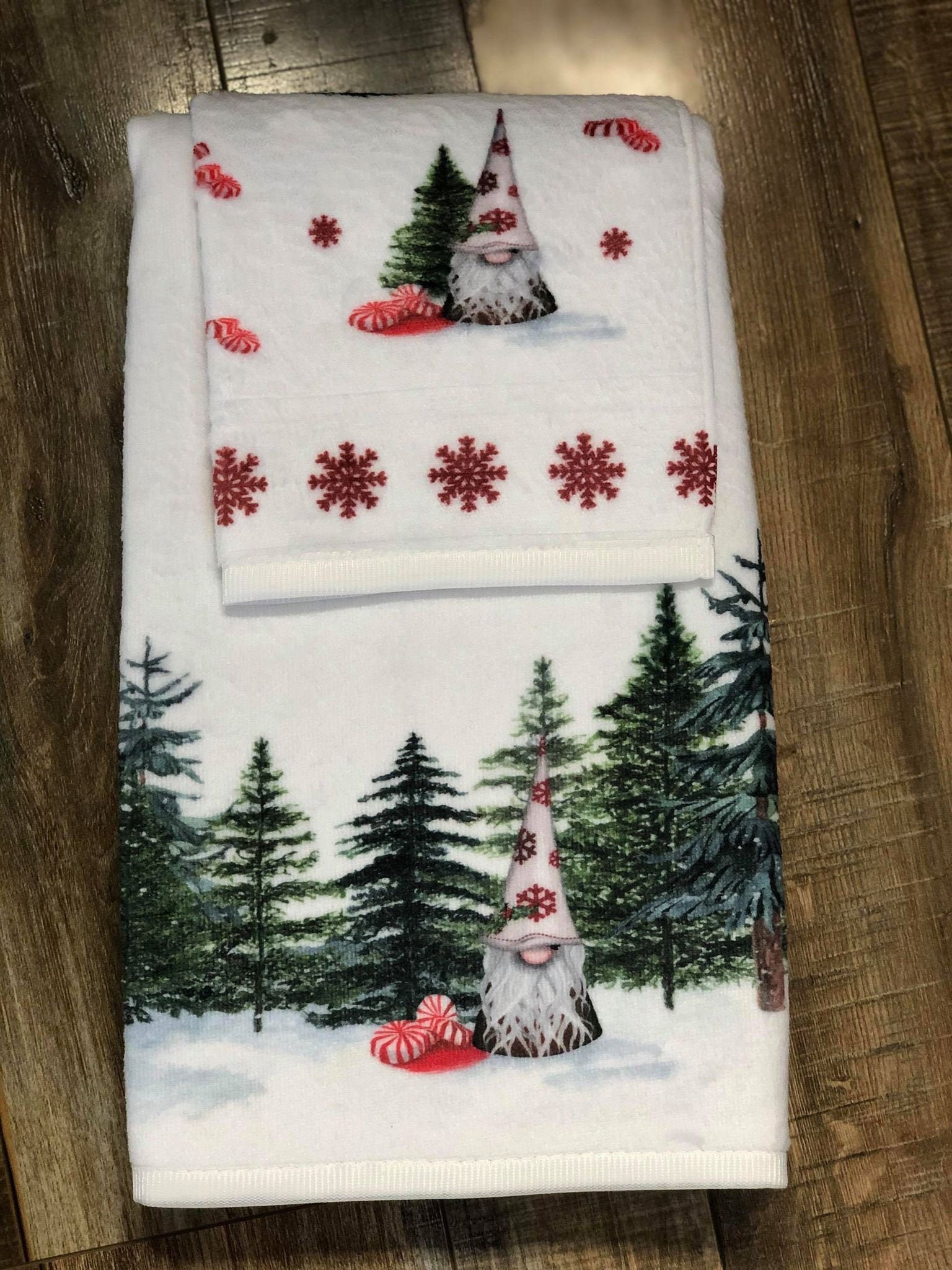 Peppermint Gnomes Kitchen/bathroom Towel Set Etsy