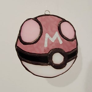 Masterball pokeball stained glass suncatcher