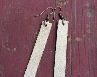 leather strip earrings // suede