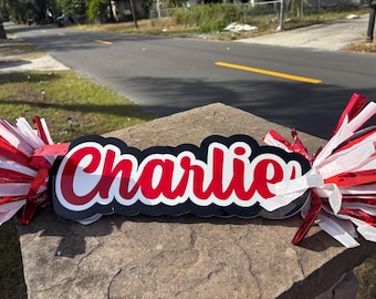 Personalized Name Spirit Stick With Pom Pom |Acrylic Sign (2 Colors)