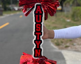 Vertical Cheer Stick with Pom Poms - Fun 3-Color Cheerleading Accessory!