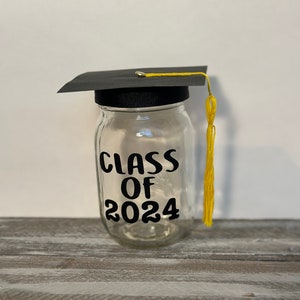 Class of 2024, graduation gift, graduation decor, graduation party centerpiece, Personalized graduation hat, college, high school, jar