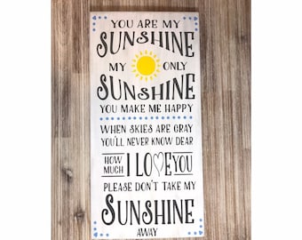 You are my Sunshine wooden sign, wall hanging, kids decor, baby shower gift, rustic, wood