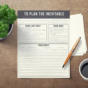 Funeral // Plans // Memorial // Final Party // Printable // Digital Download // PDF // Life // Death // Arrangements // Print // UPDATED