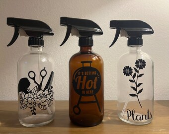 Glass Spray bottles. 16oz Personalized for your favorite hairstylist, Plant lady , or BBQ fanatic. A unique personalized gift.