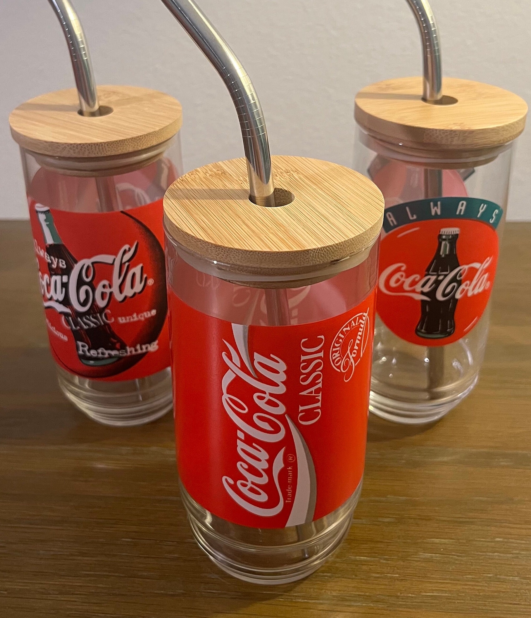 1/2/4PC Reusable Straw Cup with Wooden Lid and Glass Straws Drinking Coke  Cup for Milk Coffee Juice Beer Cola Glasses Straws Cup