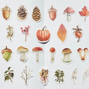 23 Forest Harvest Mushroom Botanical Autumn Planner Journal Stickers