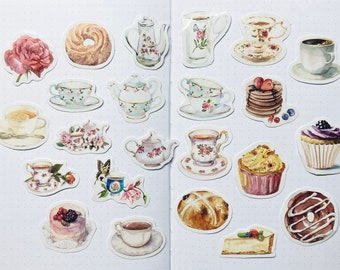 23 Afternoon Tea Party Coffee Cake Dessert Stickers