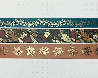 24” SAMPLE SIZE Set Autumn METALLIC Leaves Washi Tape