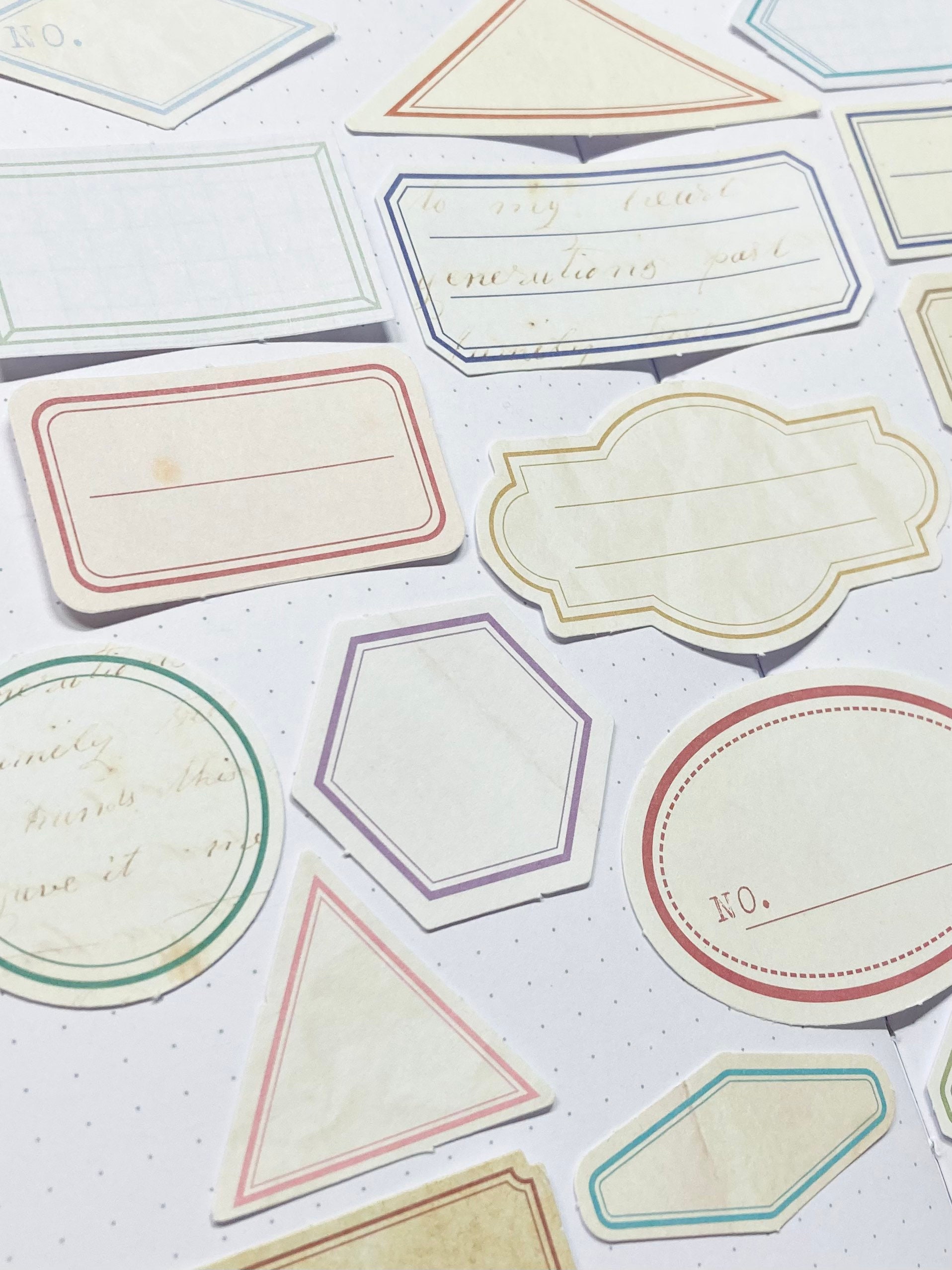 20 Vintage Aged Paper Label Stickers in Large Medium Small for Planners ...