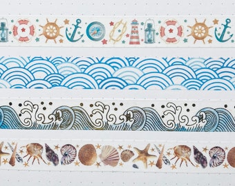 24” SAMPLE SIZE Ocean Waves Beach Seashells Nautical Vacation Washi Tape