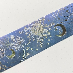 22” SAMPLE Size Extra Wide GOLD FOIL Galaxy Constellations Celestial Mystical Moon Stars Washi Tape