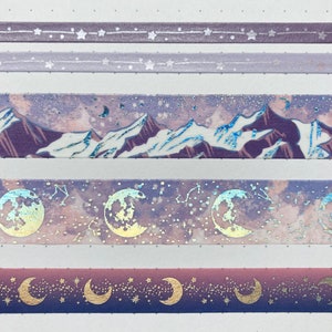 24” SAMPLE SIZE Set HOLOGRAPHIC Foil Celestial Night Sky Moon Washi Tape