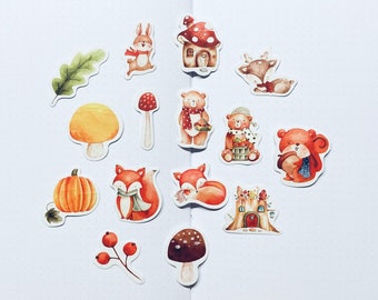 15 Autumn Forest Friends Planner Journal Stickers