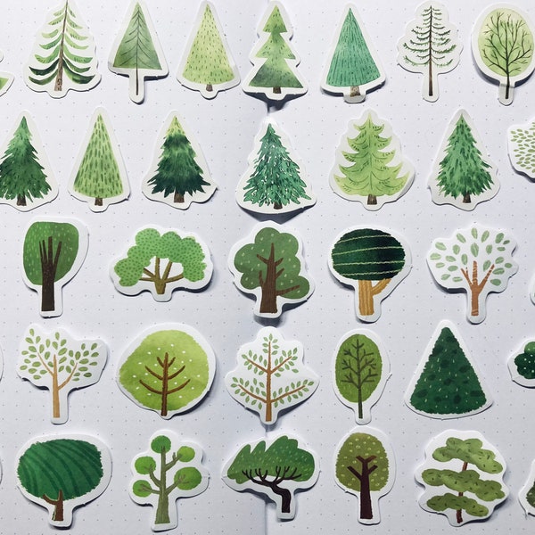 38, 23, or 15 Tree Forest Vacation Camping Outdoor Planner Journal Stickers