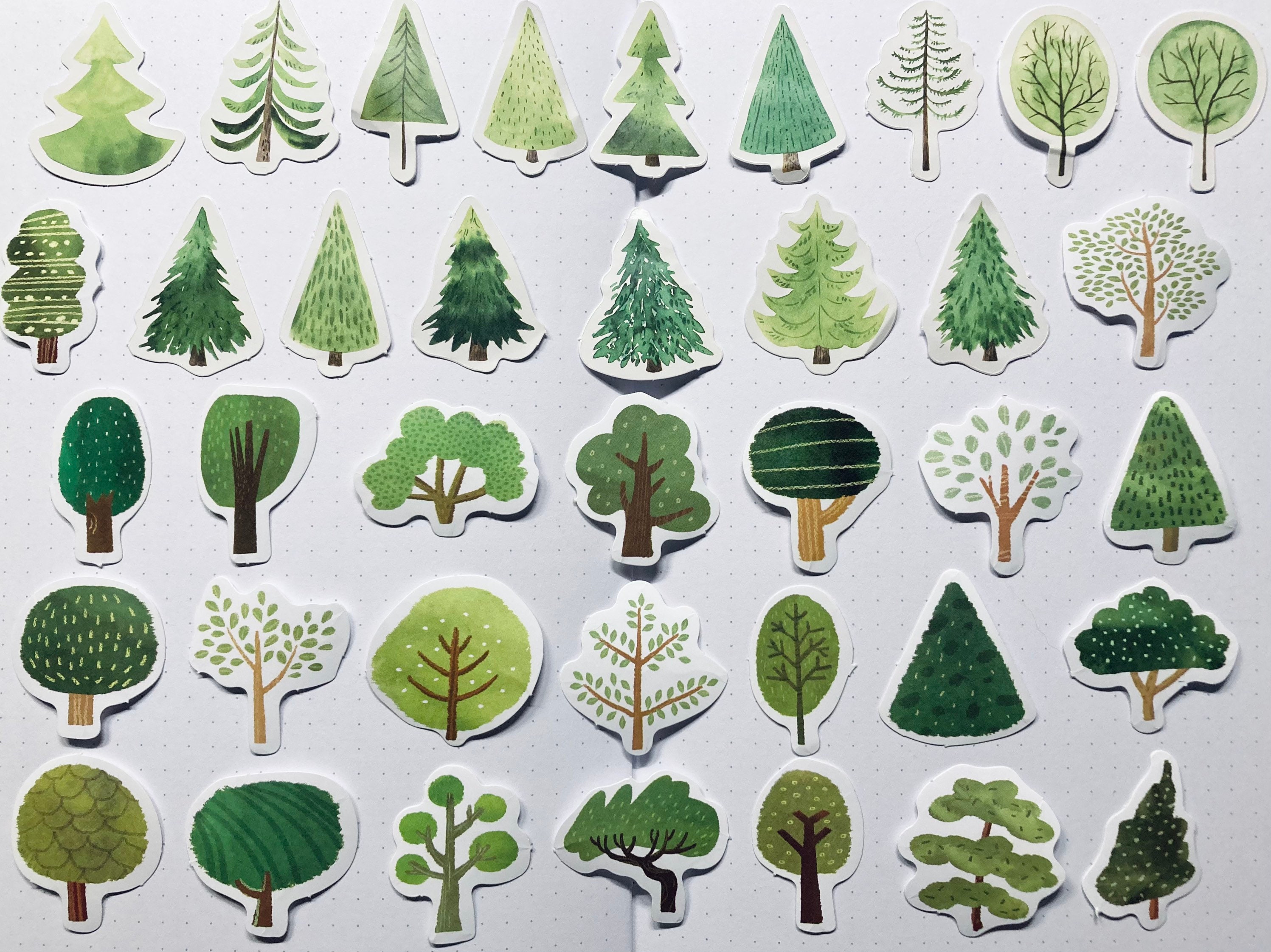 38, 23, or 15 Tree Forest Vacation Camping Outdoor Planner Journal Stickers  
