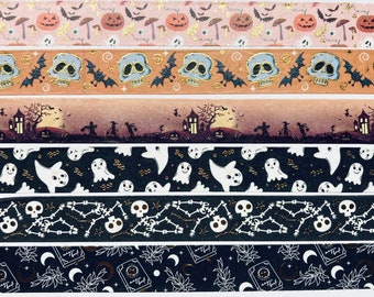 24” SAMPLE Size Sets COPPER and GOLD Foil Halloween Ghosts Skulls Skeletons Hex Witchcraft Haunted House Pumpkin Mushroom Washi Tape