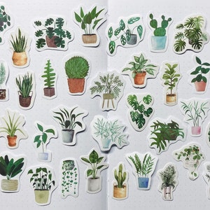 38, 23, or 15 Houseplant Cozy Potted Plant PAPER Planner Journal Stickers