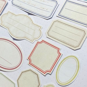 20 Vintage Aged Paper Label Stickers in Large Medium Small for Planners and Art Journals