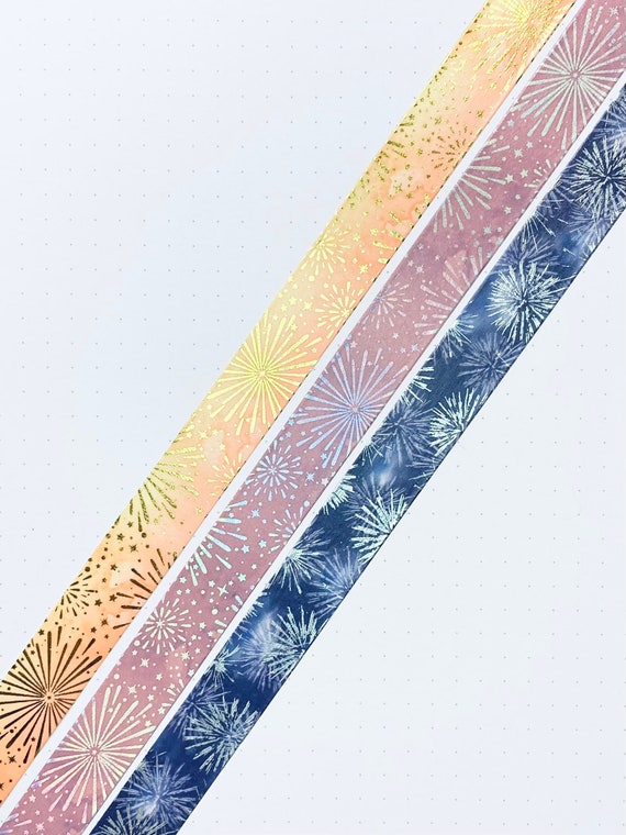24” SAMPLE SIZE Set HOLOGRAPHIC Fireworks Celebration Orange Mauve Midnight Blue Washi