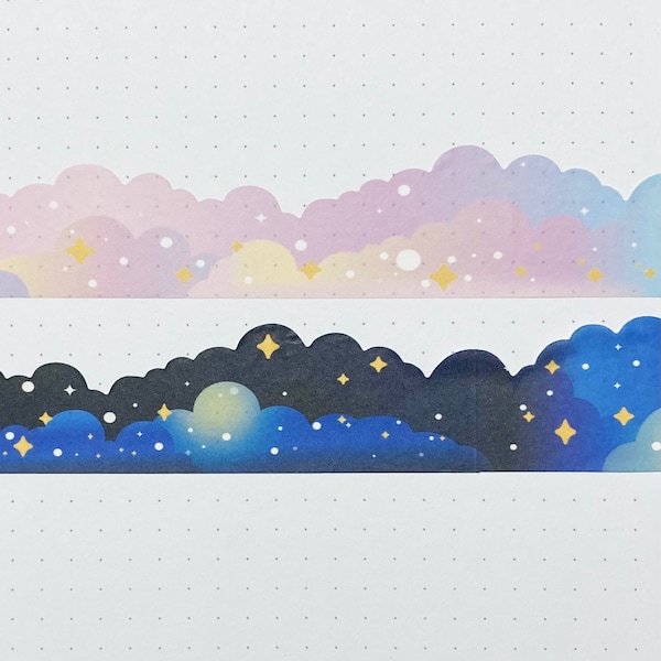 24" SAMPLE SIZE Wide Pink Sunrise Night Sky Die Cut Paper Washi Tape