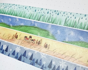 24” SAMPLE Set Four Seasons Landscape Rain Washi Tape