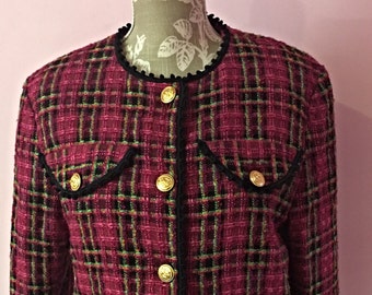 Channel style jacket, ladies retro blazer, smart jacket, winter jacket, tailored.