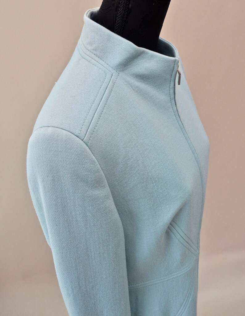 Est UK size 1416 1980s Pale blue Louis Feraud skirt and long Jacket