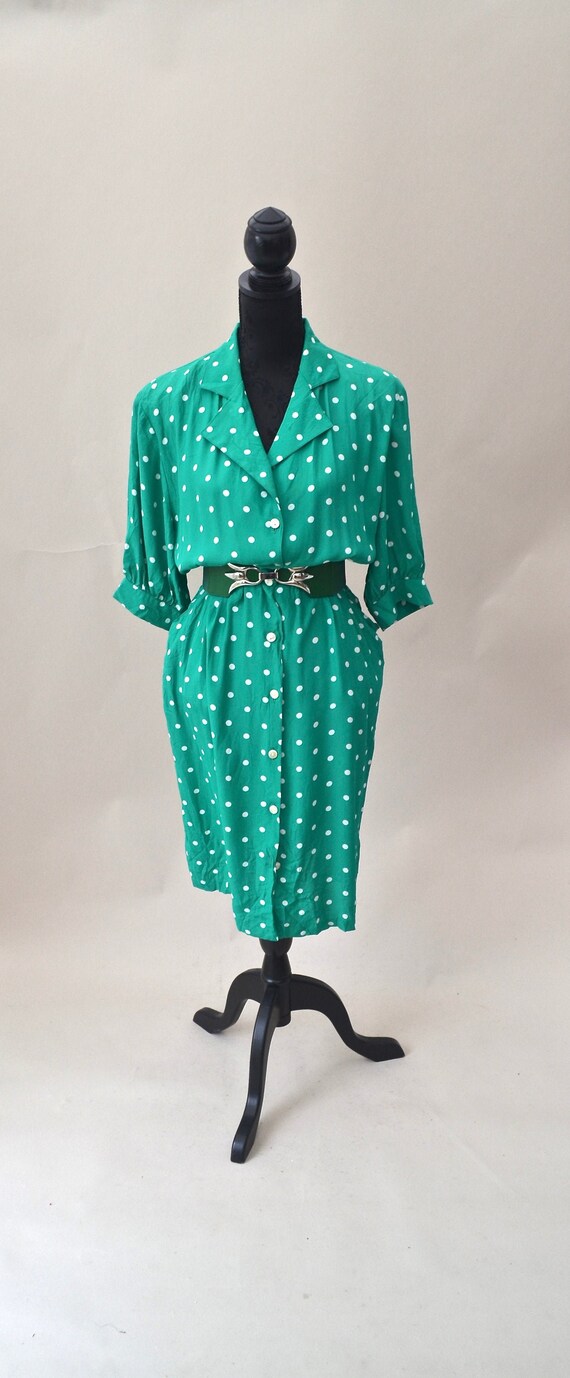 green dress with white spots
