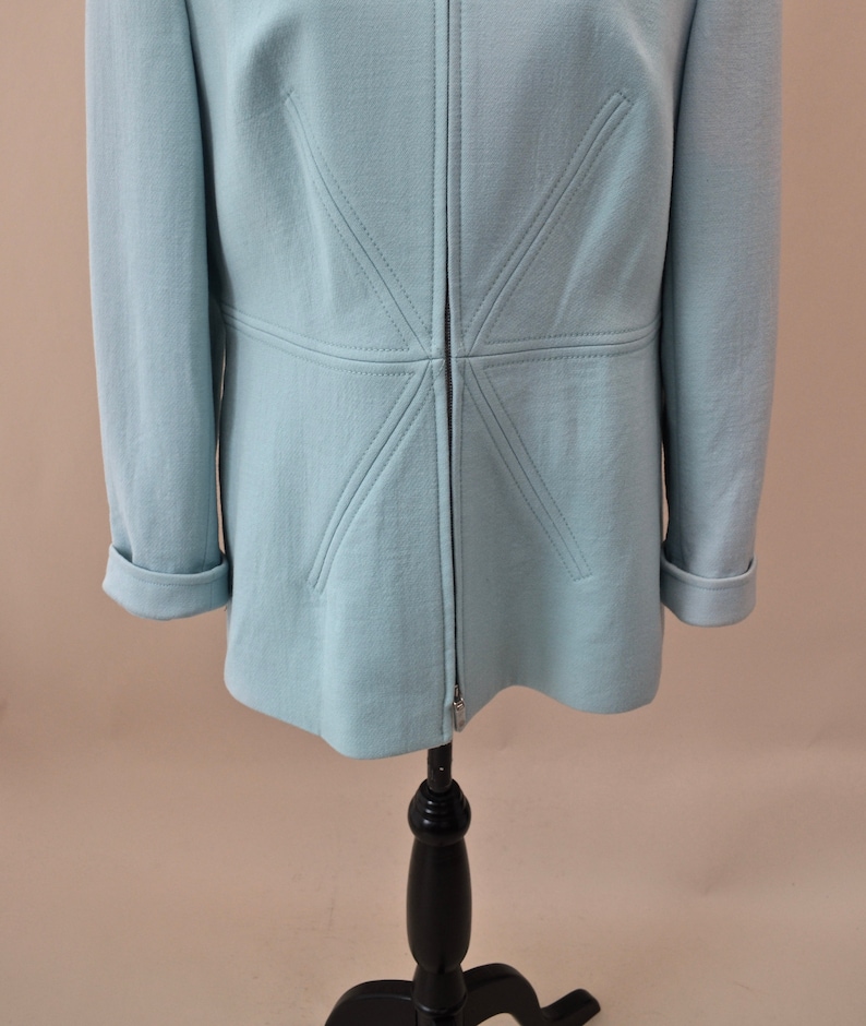 Est UK size 1416 1980s Pale blue Louis Feraud skirt and long Jacket