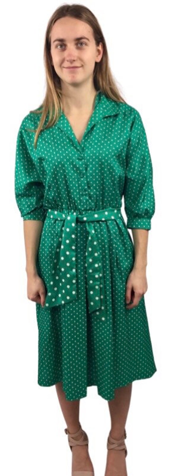Dress, Emerald Green Polka Dot Dress, Easy Care Fabric,petites by Willi,  Made in USA, Contrasting Polka Dot Fabric,dress, Small Medium Size - Etsy