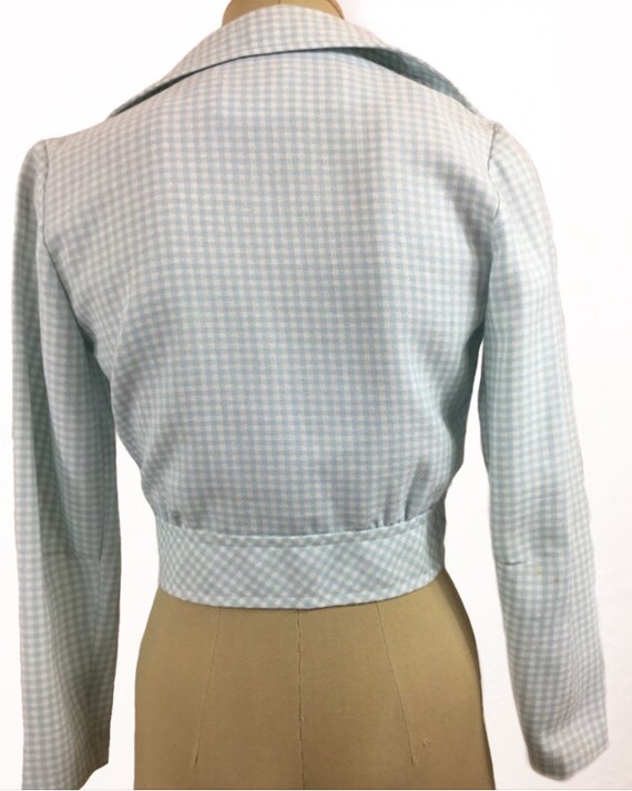 Cropped Jacket, 1960s, Pale blue and white gingha… - image 6