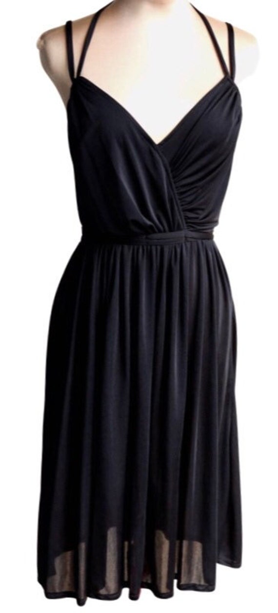 Dress,1980s Mr K of Sydney, vintage black, polyest
