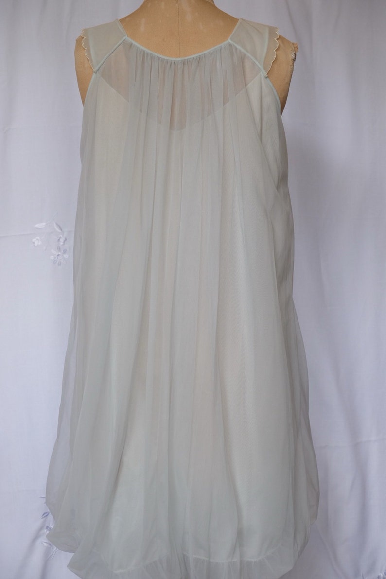 REDUCED 1960s Palest blue green Nightdress,negligee,boudoir,mushroom hem,honeymoon .