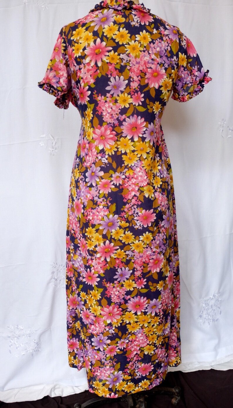 1970s Vibrant Cotton Button REDUCED Vintage 1960s up dress