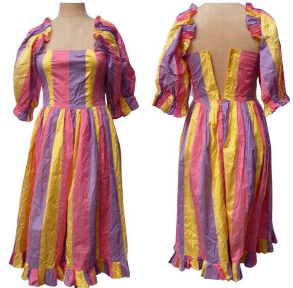 Dress, Silk, PRUE ACTON, striped, costume, up cyc… - image 4