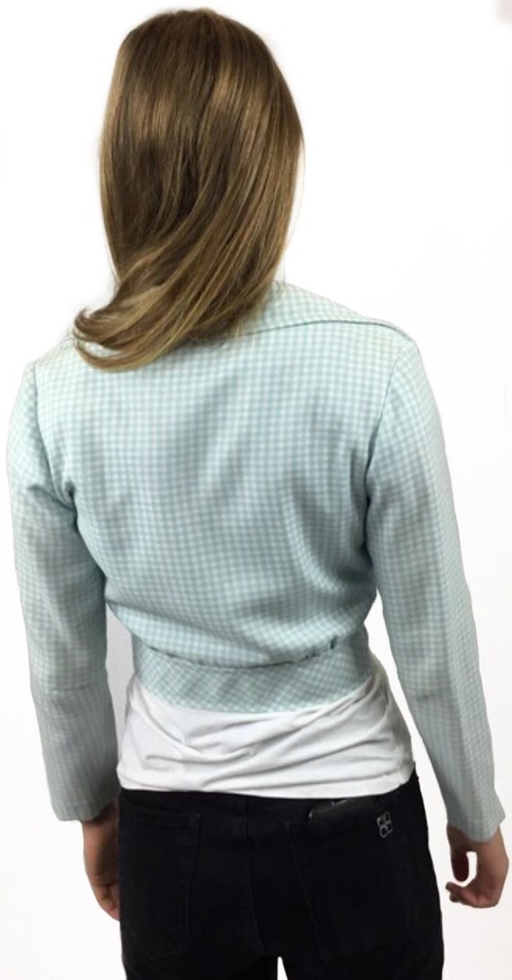 Cropped Jacket, 1960s, Pale blue and white gingha… - image 5