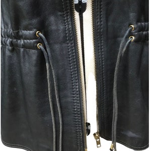 Leather jacket, black leather jacket, tie waist jacket, large size jacket, 1990s jacket, lined leather jacket, Vera Pelle label image 6