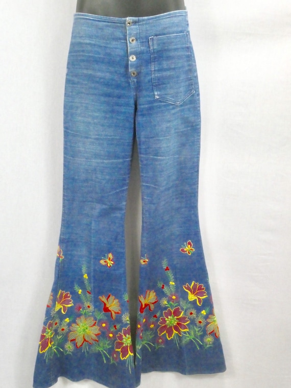 flower bell bottom jeans