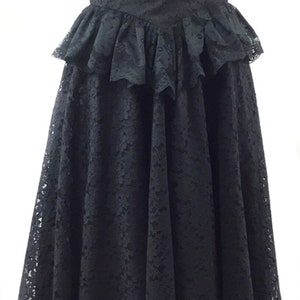 Formal, prom, wedding, evening, black tie, black, tea length, strapless, black lace, small size,peplum, dress
