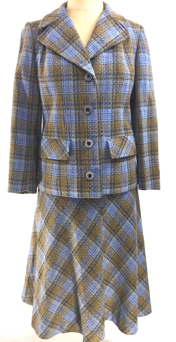 Women’s skirt and jacket suit, plaid fabric, Shelb