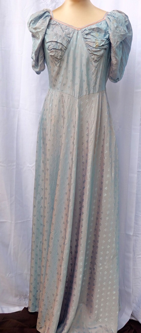 Hand made shot rayon 1940s maxi dress