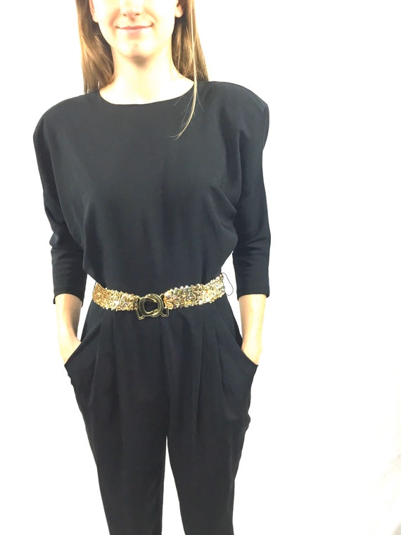 Jumpsuit, designer jumpsuit, lightweight black fa… - image 2