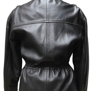 Leather jacket, black leather jacket, tie waist jacket, large size jacket, 1990s jacket, lined leather jacket, Vera Pelle label image 4