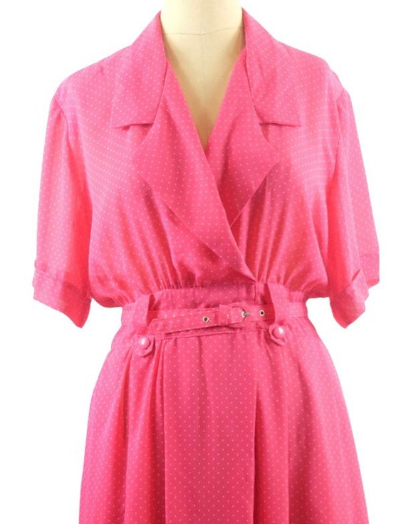 1980s, 1990s hot pink, polka dot, lightweight dre… - image 2