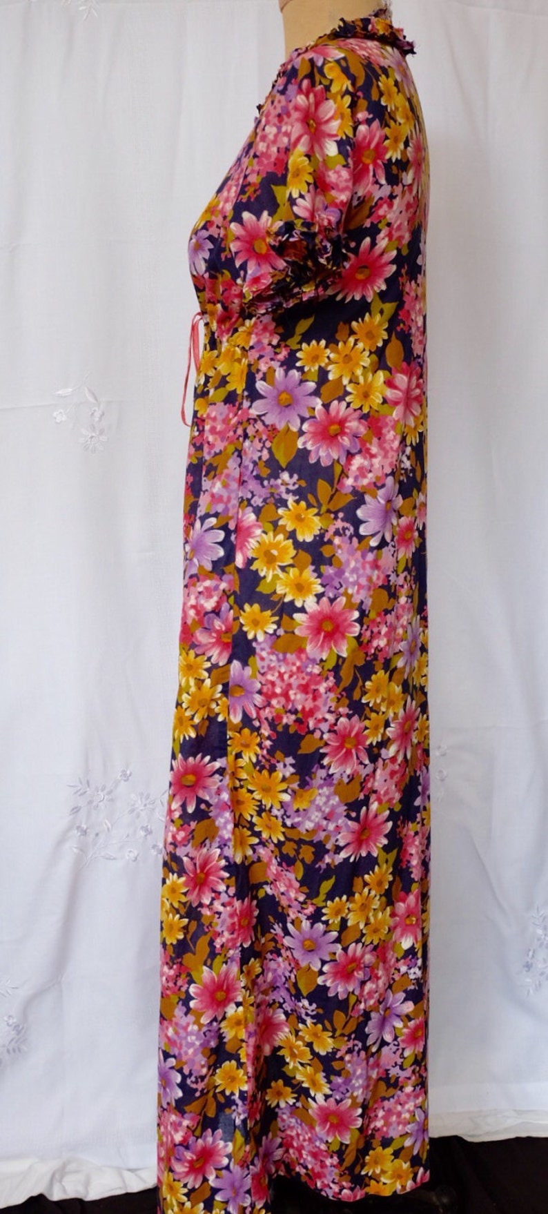 1970s Vibrant Cotton Button REDUCED Vintage 1960s up dress