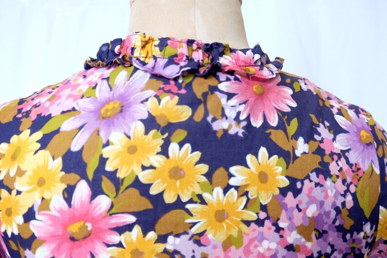 1970s Vibrant Cotton Button REDUCED Vintage 1960s up dress