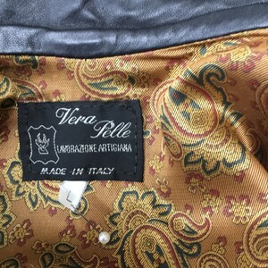 Leather jacket, black leather jacket, tie waist jacket, large size jacket, 1990s jacket, lined leather jacket, Vera Pelle label image 8