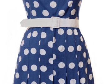 Dress,Vintage 60's blue and white polka dot day dress - dominex